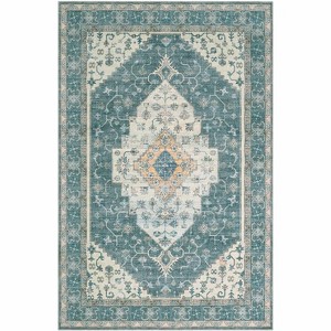 Washable Vintage Area Rug, Non-Slip Low Pile Throw Soft Rugs with Rubber Backing, Area Rug Rugs for Living Room,Vintage Rugs Medallion Carpet - 1 of 4