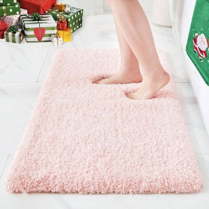 Pink Christmas Bathroom Rugs Super Absorbent Extra Thick Soft Washable Bath Mat with Rubber for Tub Sink - 1 of 4