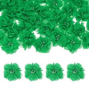 Unique Bargains Mesh Fabric Rhinestone Pearl Chiffon Flowers 2.17 x 2.17 Inch - 1 of 4