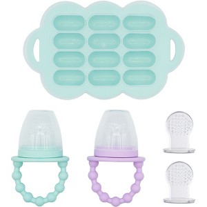 WeeSprout Silicone Baby Food Feeders + Freezer Tray for Batch Prep, Double as Teething Toys, 2-Pack - 1 of 4