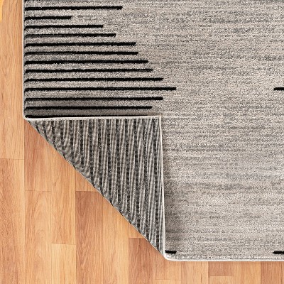 Cream and Beige Synthetic Stripe Runner Rug 2'x7'