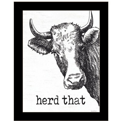 HomeRoots Herd That Black Framed Print Bathroom Wall Art