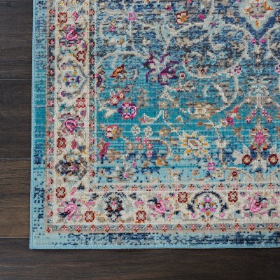 Vintage Kashan Blue Hand-Knotted Synthetic Runner Rug
