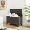 VECELO 18/30/43" Storage Ottoman Wooden Bench with Wicker-Knot Cushions Toy Box Organizer with Safety Hinges Charcoal Gray/White - 4 of 4