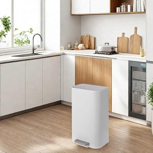 Trash Can with Lid, Stainless Steel Step-on Garbage Can with Removable Inner Bucket for Kitchen Bathroom, Office, Living Room - 1 of 4