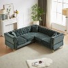 NicBex Chenille Corner Sofa,L-Shaped Sectional Couch with 3 Cushions for Living Room,Apartment,Office,Green - 2 of 4