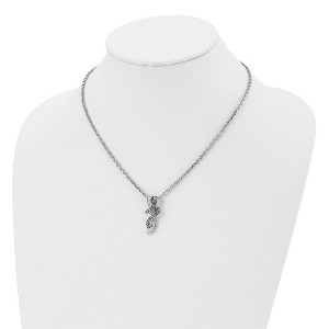 Chisel Stainless Steel Black and White Crystal Fancy Twisted Pendant on an 18" Cable Chain Necklace - 1 of 4