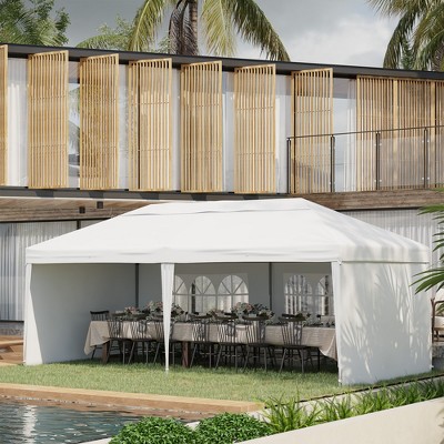 White Heavy Duty Pop Up Canopy Tent with Sidewalls