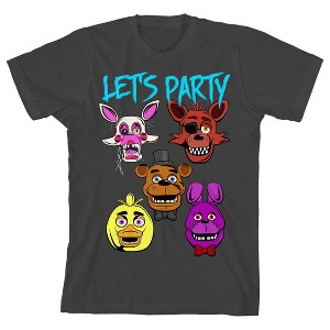 Five Nights At Freddy's Let's Party Youth Charcoal Crew Neck Short Sleeve T-shirt - 1 of 3