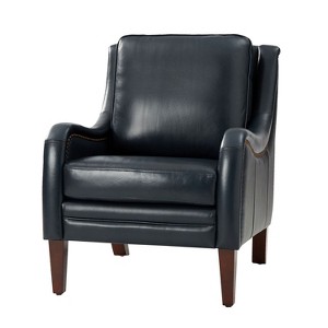 Regina 27.56" Wide Genuine Leather Armchair with Removable Cushions and English Arms  | ARTFUL LIVING DESIGN - 1 of 4