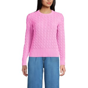 Lands' End Women's Drifter Modern Cable Crew Sweater - 1 of 4