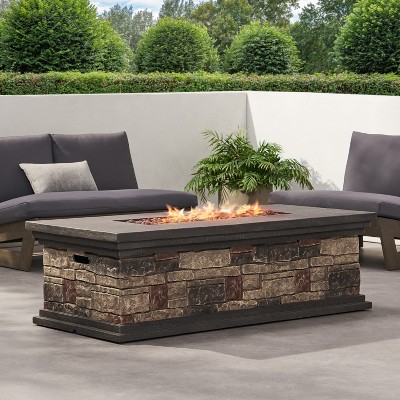 VYNXARIA Rectangle MGO Fire Pit,50000 BTU Outdoor Heating Solution for Cozy Evenings and Elegant Gatherings