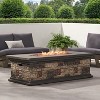 GDFStudio Troy Outdoor 50,000 BTU Lightweight Concrete Rectangular Fire Pit Table, Stone Finish - 2 of 4