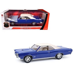 1966 Pontiac GTO Barrier Blue with White Top and Interior 1/18 Diecast Model Car by Highway 61 - 1 of 4