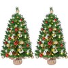 Yaheetech 2Ft/3Ft Set of 2 Battery Operated Tabletop Christmas Tree with LED Lights, Green - 2 of 4