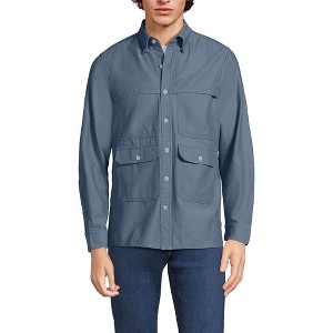 Lands' End Men's Long Sleeve Textured Twill Utility Shirt - 1 of 4
