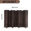 8 Panel Folding Room Divider, Privacy Screen with Double Hinges, Hand-Woven Wicker Partition for Bedroom, Office, Living Room-The Pop Home - 4 of 4
