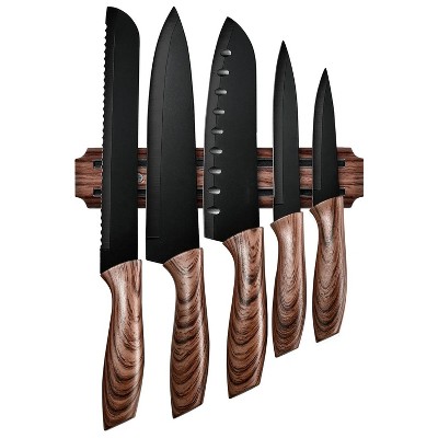 LunaLulinlk Knife Magnetic Strip & 5 Pcs Kitchen Knife Set - Magnetic Knife Holder for Wall Stainless Steel Chef Knife