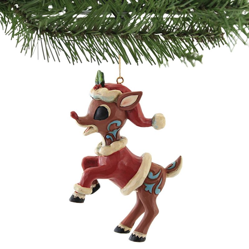 Jim Shore 4.0 Inch Rudolph In Santa Suit Ornament Red-Nosed Reindeer Tree Ornaments, 2 of 4