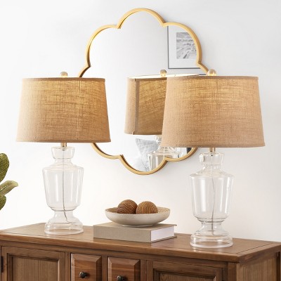 Amby Clear Glass Table Lamp Set with White Shade