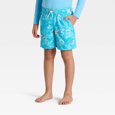 Cat & Jack Boys' Sealife Trunk Swim Shorts - Cat & Jack™ Aqua Blue S