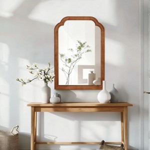 Racxily Solid Wood Frame Mirror, Rounded Corner Decorative Wall Mirror for Living Room & Bedroom - 1 of 4
