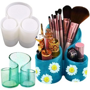 JDICTION Silicone Resin Mold: 3-Slot Storage Box, Makeup Organizer, Pen Brush Holder for Resin Clay Crafts & Home Ornament - 1 of 4