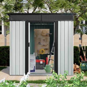APRILSOUL77.00"Outdoor Metal Storage Shed with Window and Transparent plate for Garden - 1 of 4