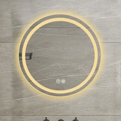 ALEXOUN 27-inch Single Bathroom Vanity Mirror,Polished Crystal Bathroom Round Vanity mirror,for on bathroom walls.(Mirror Only)
