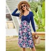 Women's Maternity Dress Long Sleeve Vintage Floral Patchwork Dress Flared A-Line Swing Casual Party Midi Dress - 3 of 4