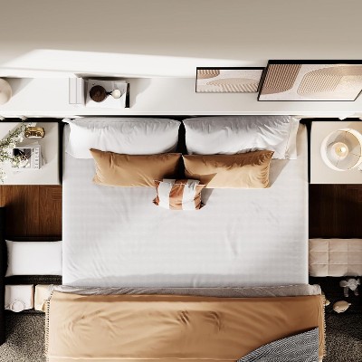 Bed Frame with 3 Large Storage Drawers, Fabric Upholstered Platform Bed, Wooden Slats Support, No Box Spring Needed