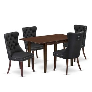 5-Piece Mahogany Finish Solid Wood Top - Rectangular Upholstered Dining Room Set  - Seats 4 - 1 of 4