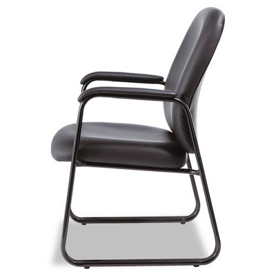 Genaro High-Back Black Leather Guest Chair with Metal Frame