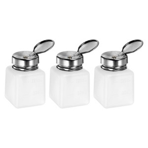 Unique Bargains Plastic Makeup Remover Nail Polish Push Down Alcohol Dispenser Bottles 3 Pcs 4oz White - 1 of 4