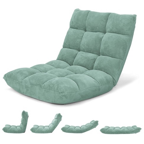 Costway Adjustable 14 position Floor Chair Folding Lazy Gaming Sofa Chair Cushioned New Green Target