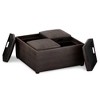 35" Franklin Square Coffee Table Storage Ottoman Linen Look Fabric - Wyndenhall - 4 of 4