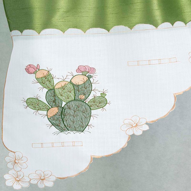 RT Designer's Collection 3 Piece Set Adds Charm Any Kitchen Decor Monarch Cactus Kitchen Curtain 52" x 18" Sage, 3 of 8