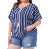 Agnes Orinda Women's Plus Size Short Sleeve Tassel Tie Drawstring Boho Floral Tops - 2 of 4