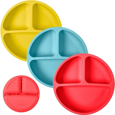 WeeSprout Silicone Plates for Babies & Toddlers 100% Food-Grade Baby Plates Divided Design, 3 Pack