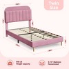 COZONY Twin Bed Frame with Storage Headboard, Velvet Upholstered Platform Bed with Strong Wooden Slats, Easy Assembly, No Box Spring Needed - 3 of 4