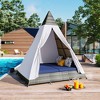 102"H Outdoor Patio Rattan Daybed, Tent Shape Wicker Double Sunbed with Colorful Pillows 4M -ModernLuxe - 2 of 4
