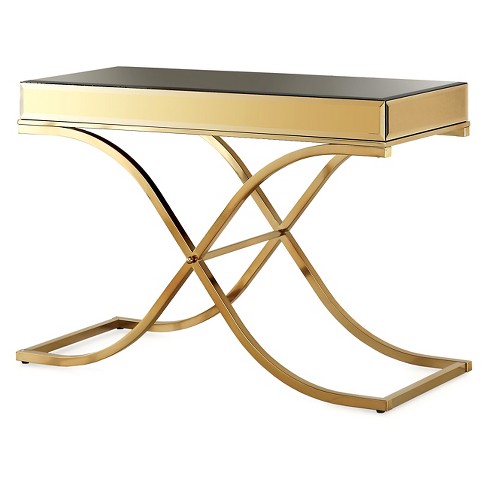 IoHomes Sunkissed Modern Mirrored Sofa Table Brass : Target
