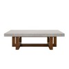 48" Faux Concrete Top & Walnut Finish Rectangular Coffee Table with Cross Design Base - 3 of 4