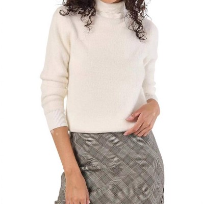 Women's Fuzzy Reversible Mock Neck Jumper - APRICOT