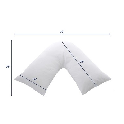 White Hypoallergenic Down Alternative V-Shaped Maternity Pillow