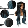 Unique Bargains Women's Wigs 31" Black Gradient Blue with Wig Cap - 4 of 4