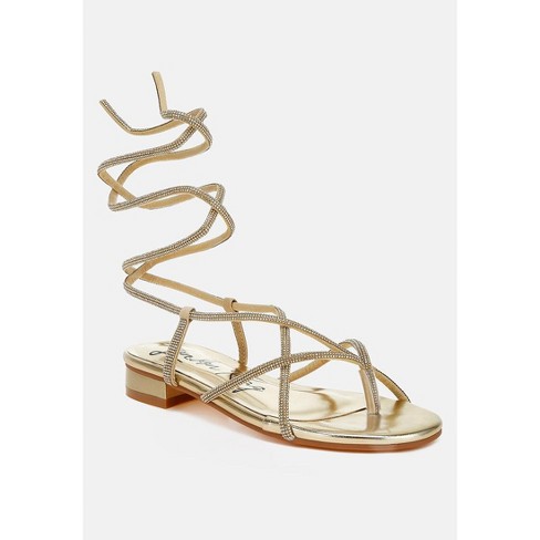 London Rag Womens Babbity Rhinestone Embellished Lace up Sandals 7 Target