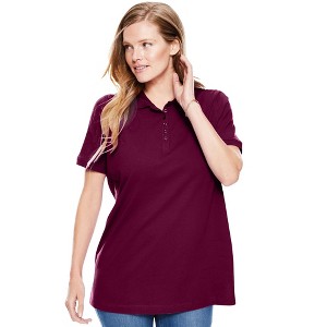 Woman Within Perfect Short-Sleeve Polo Shirt - 1 of 4