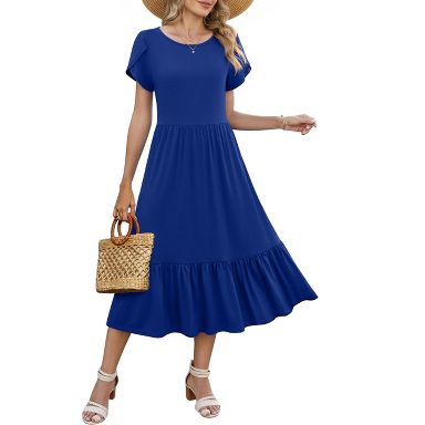 Zeagoo Summer Dresses for Women 2026 Casual Midi Boho T Shirt Dress Ladies Sundress Aline Long Beach Vacation Clothes Navy 2XL : Target