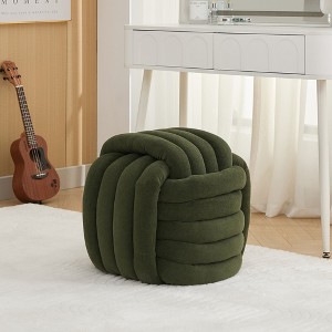 CAVINAS Modern Chenille Upholstered Ottoman Stool,Small Knot Design Ottoman for Living Room,Bedroom - 1 of 4